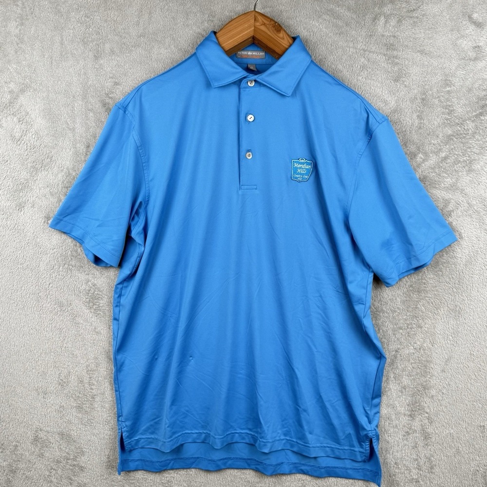 Peter Millar Polo Shirt Mens M Blue Summer Comfort‎ Meridian Hills Golf Course